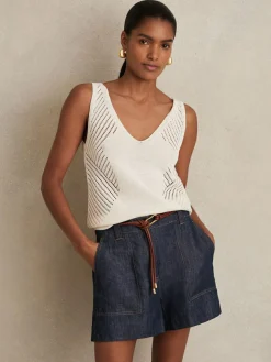 Sale Reiss Ashby Linen Shorts Indigo