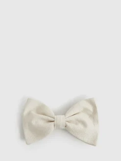 Clearance Reiss Ivory Boyle Grosgrain Silk Bow Tie Light Ivory
