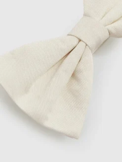 Clearance Reiss Ivory Boyle Grosgrain Silk Bow Tie Light Ivory
