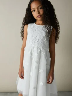 Sale Reiss Ivory Clementine 9-13 yrs Tulle Floral-Embroidered Bridesmaid Dress