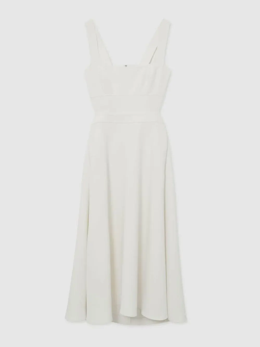 Discount Reiss Dina Waisted Cut-Out Twill Midi Dress Ivory
