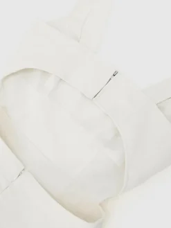 Discount Reiss Dina Waisted Cut-Out Twill Midi Dress Ivory