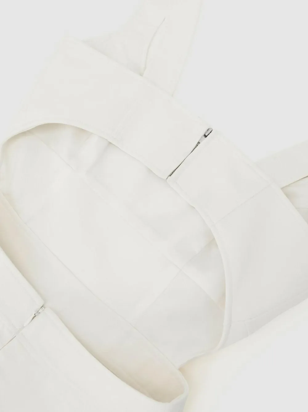 Discount Reiss Dina Waisted Cut-Out Twill Midi Dress Ivory