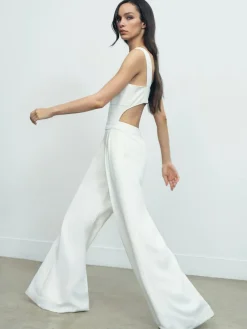 Best Reiss Ivory Dion Wide-Leg Cut-Out Jumpsuit