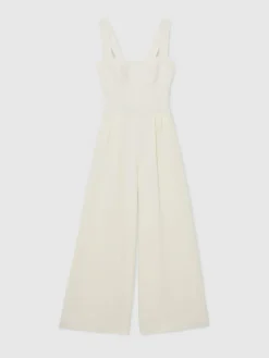 Best Reiss Ivory Dion Wide-Leg Cut-Out Jumpsuit