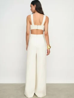 Best Reiss Ivory Dion Wide-Leg Cut-Out Jumpsuit
