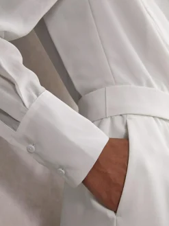 Reiss Ivory Flora Sheer-Sleeve Wide-Leg Tuxedo Jumpsuit^Women Jumpsuits & Playsuits