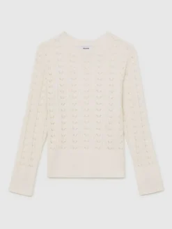 Reiss Ivory Lydia 3-9 yrs Wool-Cotton Pointelle Jumper^ Knitwear|Knitwear