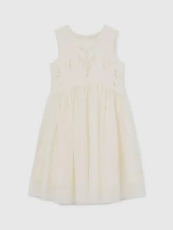 Reiss Ivory Phoebe 9-13 yrs Lace-Detail Tulle-Skirt Dress^ Dresses|Occasionwear