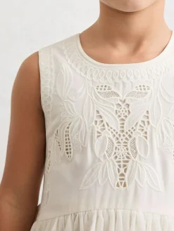 Reiss Ivory Phoebe 9-13 yrs Lace-Detail Tulle-Skirt Dress^ Dresses|Occasionwear