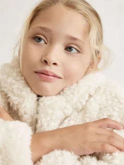 Reiss Ivory Remy 9-13 yrs Faux-Shearling Funnel-Neck Coat