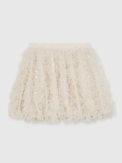 Reiss Ivory Roxy 3-9 yrs Fluffy Sequin-Embellished Skirt^ Shorts & Skirts