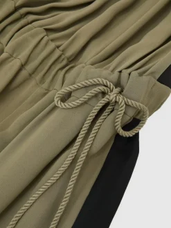 Reiss Khaki Green/Black Inez Colourblock Gathered Wide-Leg Jumpsuit^Women Jumpsuits & Playsuits