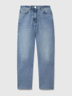 Best Reiss Selin Petite Mid Rise Straight Leg Jeans Light Blue