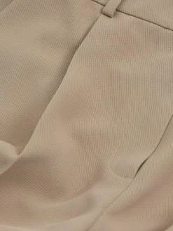 New Reiss Eden Elasticated-Waist Wide-Leg Twill Trousers Mink Neutral