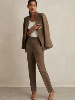 Clearance Reiss Gabi Tailored Single Breasted Suit Blazer Mink Neutral