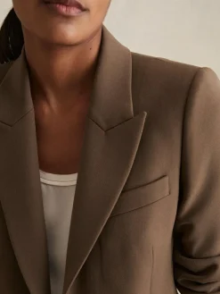 Clearance Reiss Gabi Tailored Single Breasted Suit Blazer Mink Neutral