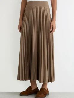 Reiss Seren Pleated Midi Skirt Mocha Brown