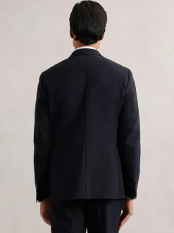 Discount Reiss Navy Belmont Db Double-Breasted Textured Suit Blazer Tailored-Fit With Wool