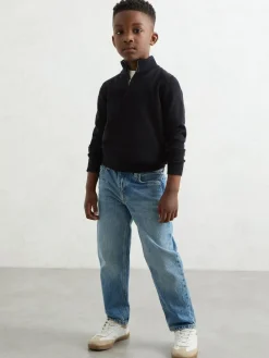 Online Reiss Navy Blackhall 9-13 yrs Merino Wool Half-Zip Funnel Neck Jumper