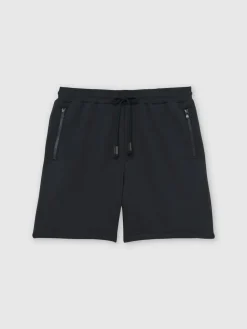 New Reiss Dusk Cotton-Blend Drawstring Shorts Navy