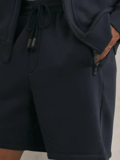 New Reiss Dusk Cotton-Blend Drawstring Shorts Navy