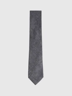 Discount Reiss Navy Elio Linen Textured Tie