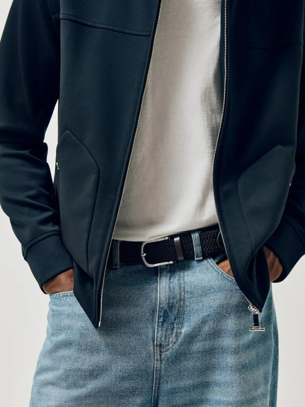 Hot Reiss Elmont Basket Weave Belt Navy