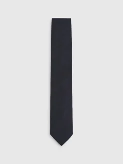New Reiss Falco Silk Blend Textured Tie Navy