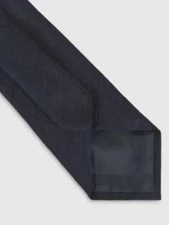 New Reiss Falco Silk Blend Textured Tie Navy