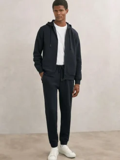 Sale Reiss Finch Cotton-Blend Drawstring Joggers Navy