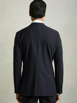 New Reiss Navy Found Blazer Single-Breasted Stretch Suit Blazer Slim-Fit