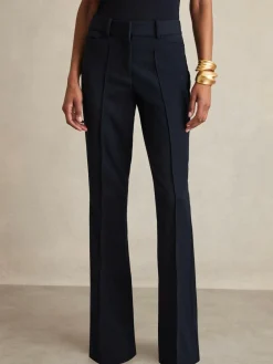 Reiss Gabi Petite Flared Suit Trousers Navy