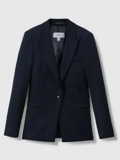 Outlet Reiss Gabi Petite Tailored Single Breasted Suit Blazer Navy