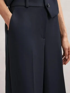 New Reiss Gabi Wide-Leg Suit Trousers Navy