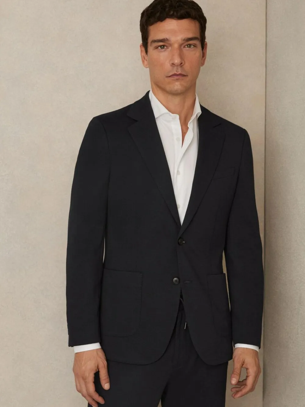 Reiss Navy Gerrard Single-Breasted Jersey Suit Blazer Tailored-Fit^ Blue Suits