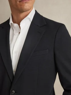 Reiss Navy Gerrard Single-Breasted Jersey Suit Blazer Tailored-Fit^ Blue Suits