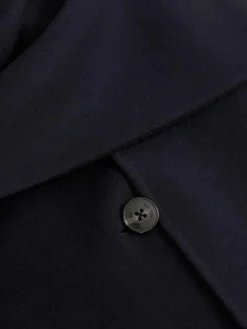 New Reiss Indira Wool-Blend Scarf Blindseam Coat Navy