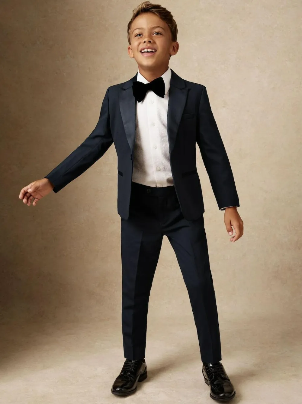 New Reiss Navy Knightsbridge 3-9 yrs Single-Breasted Tuxedo Blazer Wool-Blend