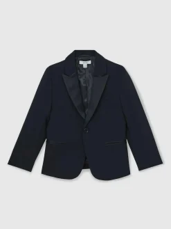 Reiss Navy Knightsbridge 9-13 yrs Single-Breasted Tuxedo Blazer Wool-Blend^BOY Suits & Vest