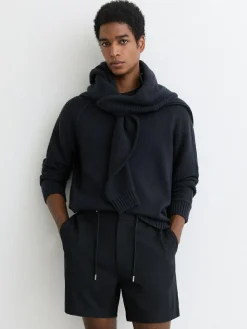 Outlet Reiss Newmark Textured Drawstring Shorts Navy