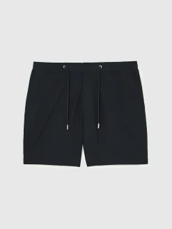 Outlet Reiss Newmark Textured Drawstring Shorts Navy