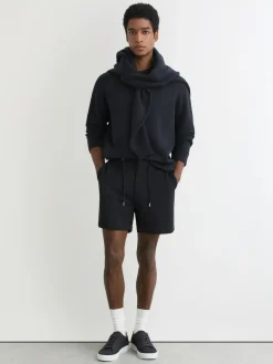 Outlet Reiss Newmark Textured Drawstring Shorts Navy