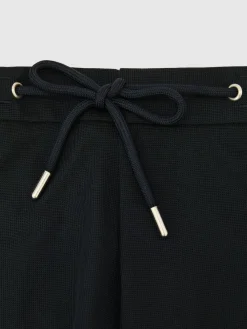 Outlet Reiss Newmark Textured Drawstring Shorts Navy