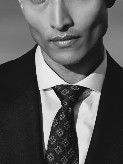 Reiss Navy Omero Silk-Wool Floral-Medallion Tie^ Ties & Pocket Squares