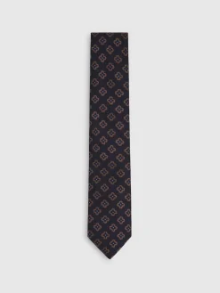 Reiss Navy Omero Silk-Wool Floral-Medallion Tie^ Ties & Pocket Squares