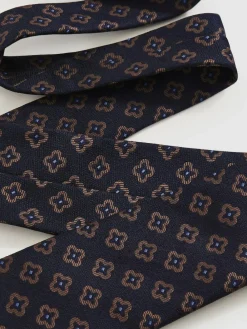 Reiss Navy Omero Silk-Wool Floral-Medallion Tie^ Ties & Pocket Squares