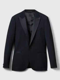 Reiss Navy Poker Peak Lapel Single-Breasted Tuxedo Jacket Slim-Fit^ Blue Suits