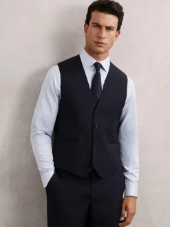 Reiss Promise Wool-Blend Tailored-Fit Waistcoat^ Vests