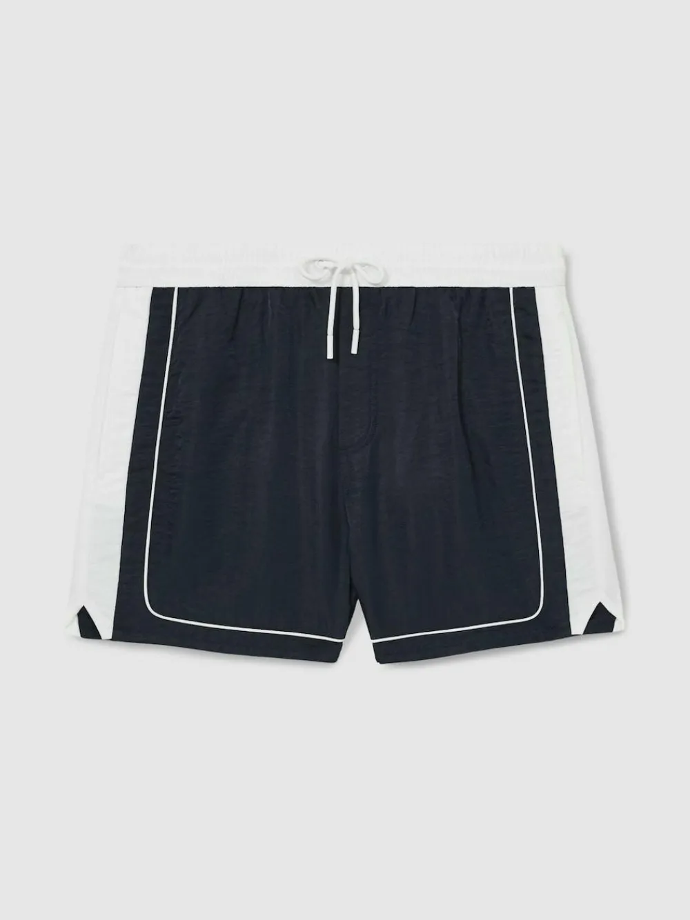 Sale Reiss Cano Colour-Block Piped-Trim Swim Shorts Navy/White
